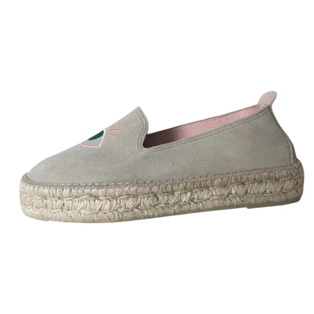RARE Manebi Suede Espadrilles Evil Eye Design - Pristine condition SZ: 41  US 11